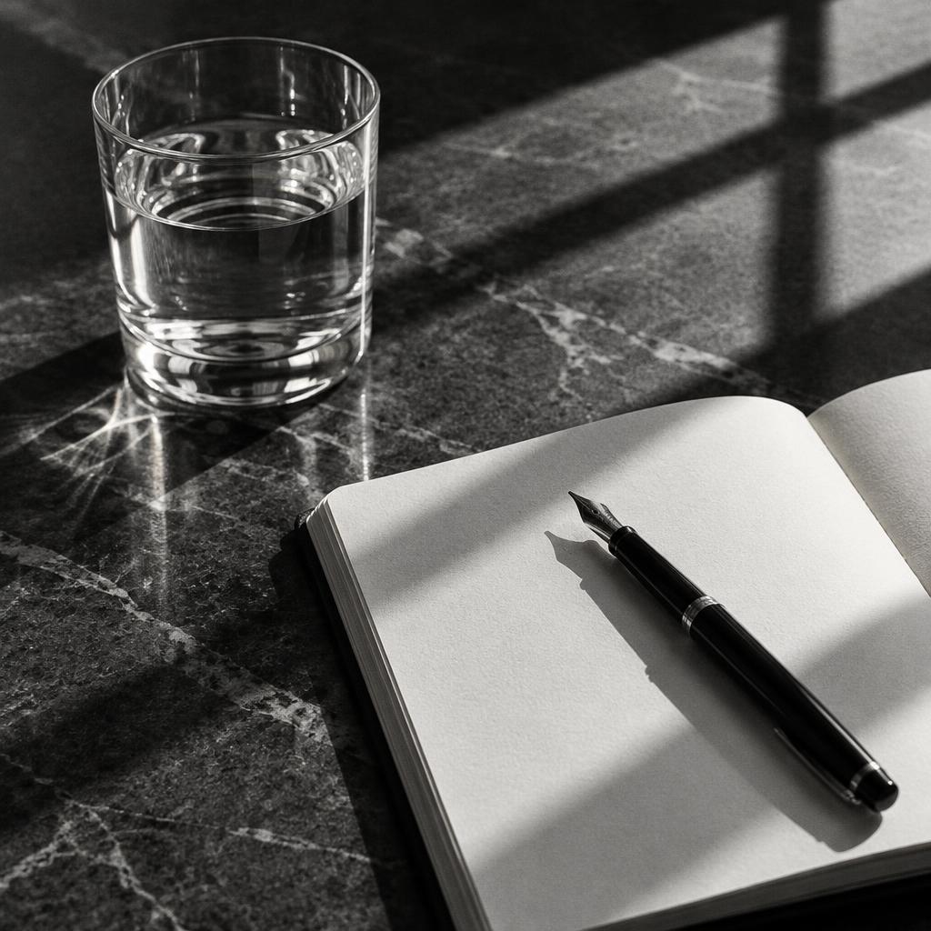 Intentional reflection with journal and water